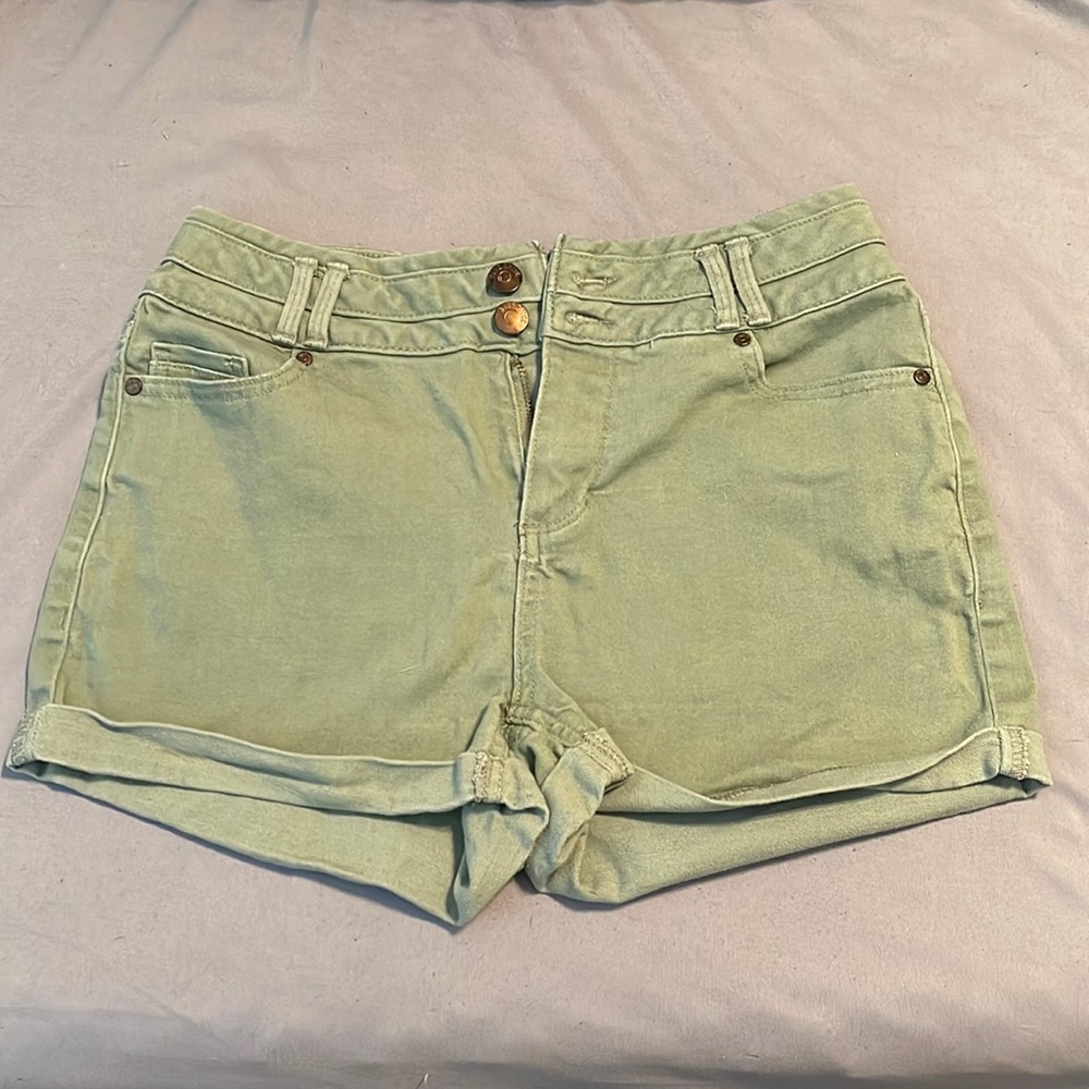 Green Denim Shorts